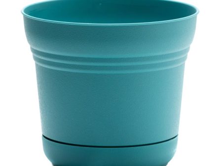 Bloem Saturn 10.8 in. H X 12 in. D Plastic Planter Bermuda Teal Online now