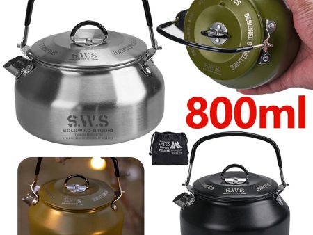 0.8L Water Kettle Portable Ultralight Stainless Steel Camping Water Kettle Outdoor Coffee Pot Teapot for Outdoor Travel Camping For Cheap