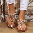 PU Leather Beaded Flat Sandals Online Hot Sale