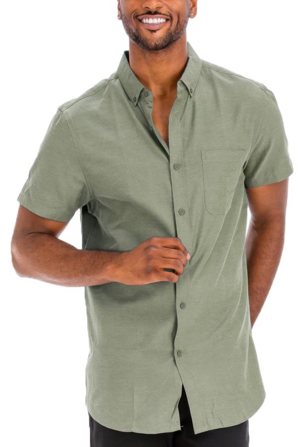 Men s Casual Short Sleeve Solid Shirt Supply