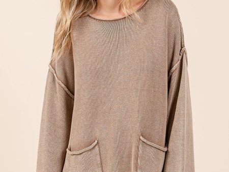 Mittoshop Mineral Wash Patch Pocket Cut Edge Sweater Online Sale