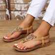 PU Leather Beaded Flat Sandals Online Hot Sale