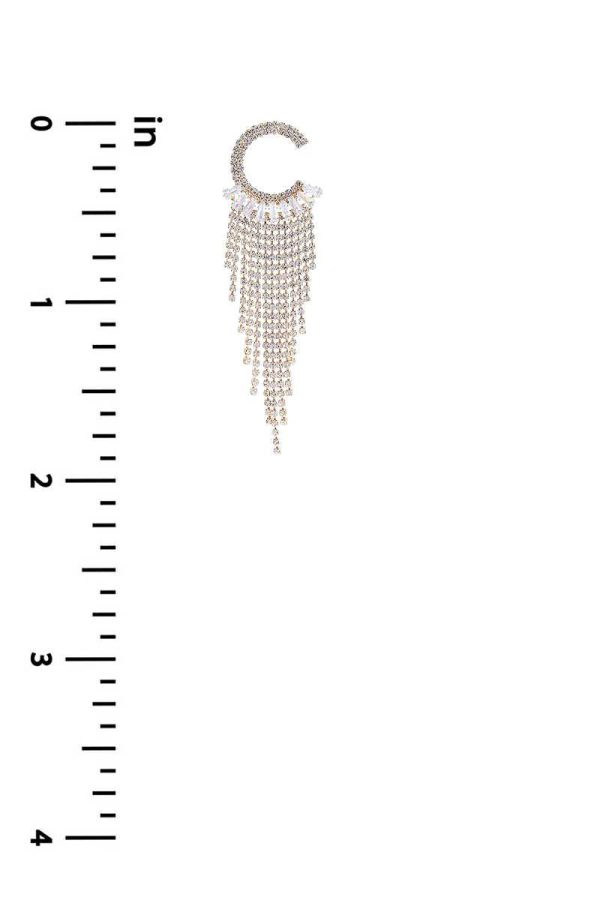 Crystal C Shape Baguette Fringe Earring Online Hot Sale