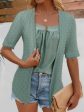 Full Size Faux Layered Decorative Button Half Sleeve Blouse For Discount