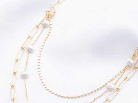 Pearl Beaded Oval Link Layered Necklace Discount