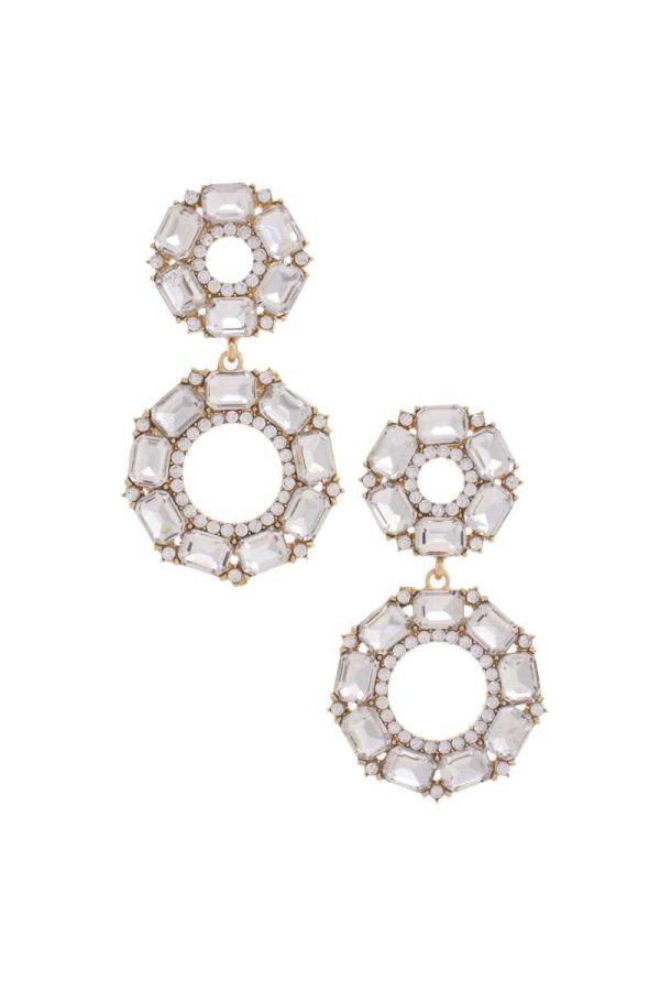 Double Circle Rhinestone Earring Hot on Sale