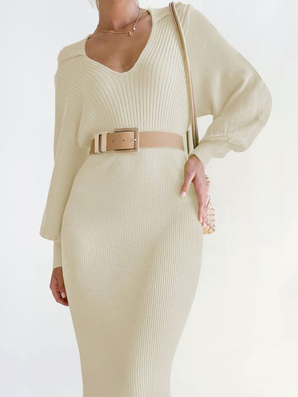 Perfee Tied Long Sleeve Wrap Sweater Dress Online