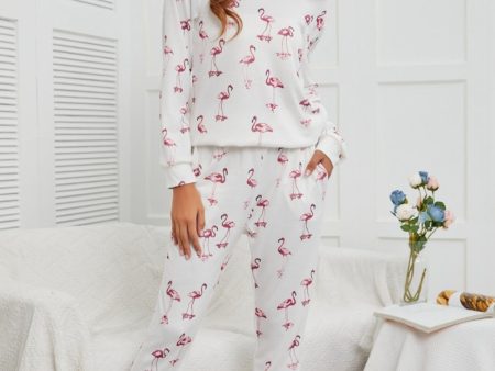 Flamingo Long Sleeve Top and Pants Lounge Set Online Sale