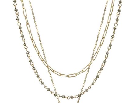 3 Layered Metal Crystal Bead Chain Hexagon Leopard Pendant Necklace Online Hot Sale