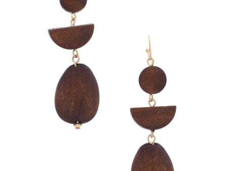 Geometric Wood Bead Dangle Earring Sale