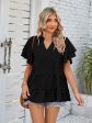 Tiered Notched Short Sleeve Blouse Sale