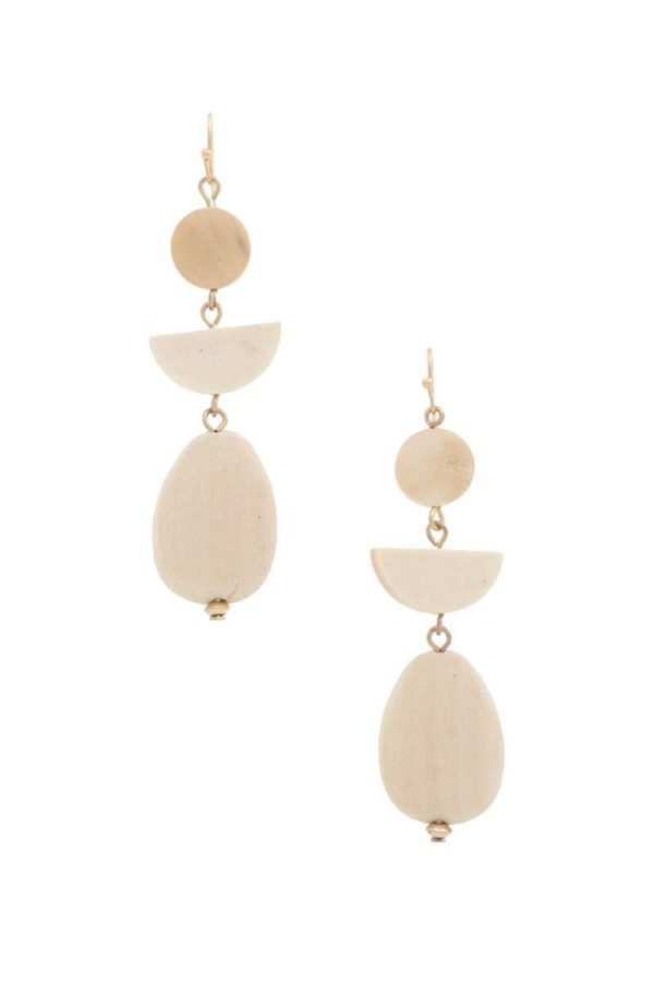 Geometric Wood Bead Dangle Earring Sale