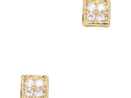 Secret Box Square Stone Stud Earring For Cheap