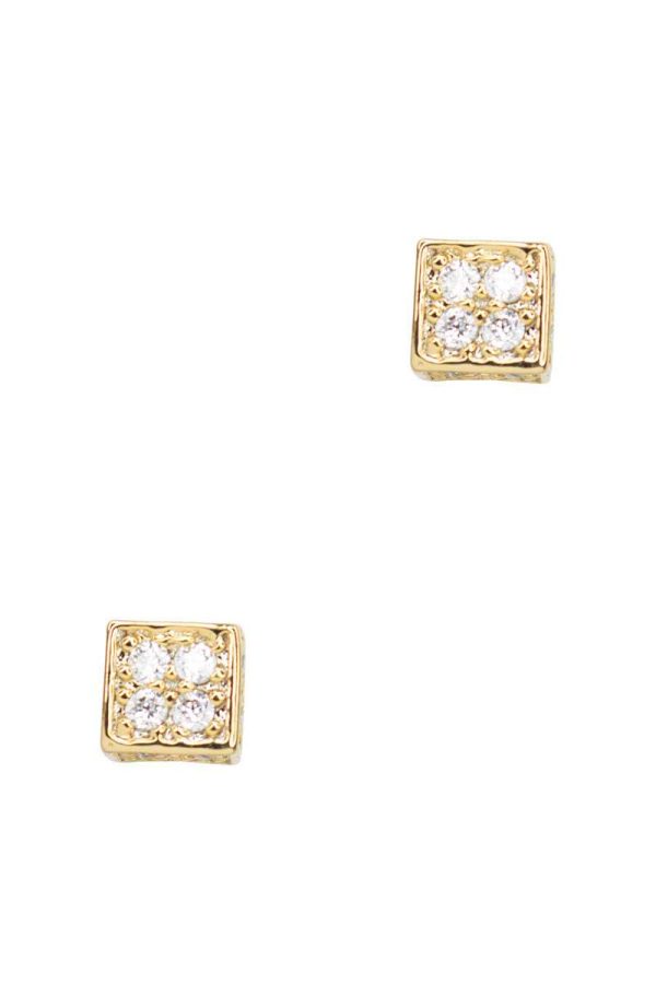 Secret Box Square Stone Stud Earring For Cheap