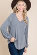 Casual V Neck Basic Long Sleeve Top For Cheap