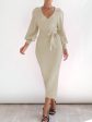 Perfee Tied Long Sleeve Wrap Sweater Dress Online