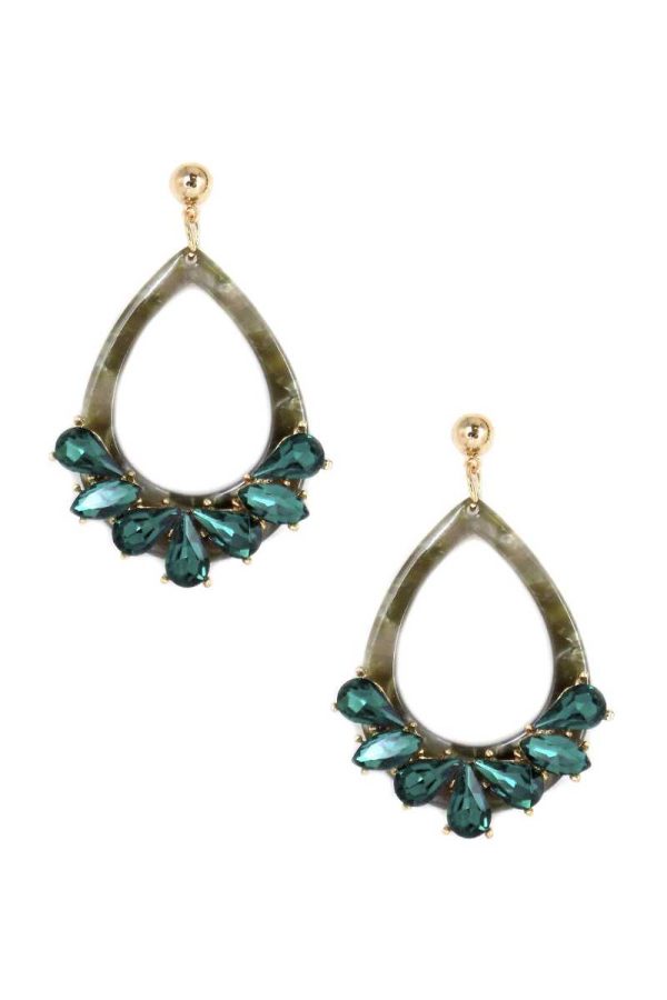 Acetate Rhinestone Teardrop Dangle Earring Online