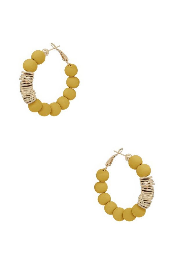 Clay Ball With Metal Accent Hoop Earring Online Sale