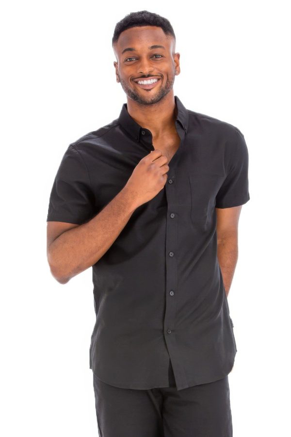 Men s Casual Short Sleeve Solid Shirt Supply