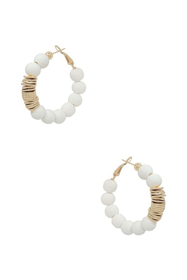 Clay Ball With Metal Accent Hoop Earring Online Sale