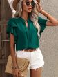 Ruffled Notched Short Sleeve Blouse Sale