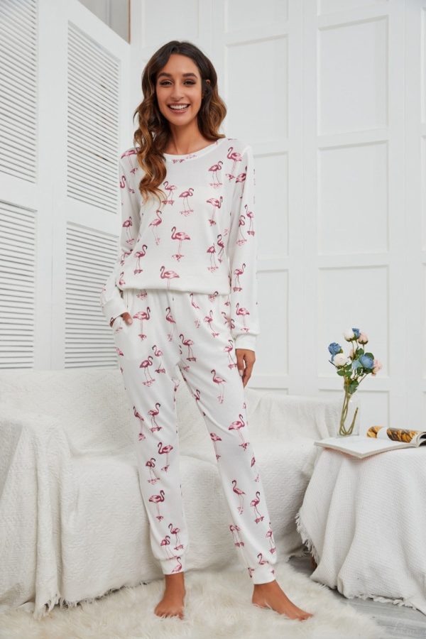 Flamingo Long Sleeve Top and Pants Lounge Set Online Sale