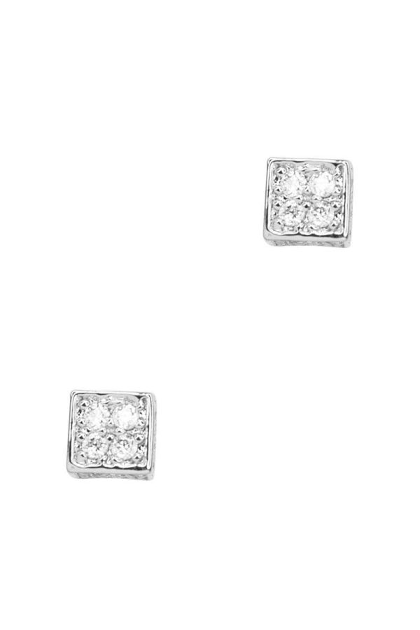 Secret Box Square Stone Stud Earring For Cheap