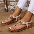 PU Leather Beaded Flat Sandals Online Hot Sale