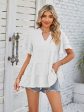 Tiered Notched Short Sleeve Blouse Sale