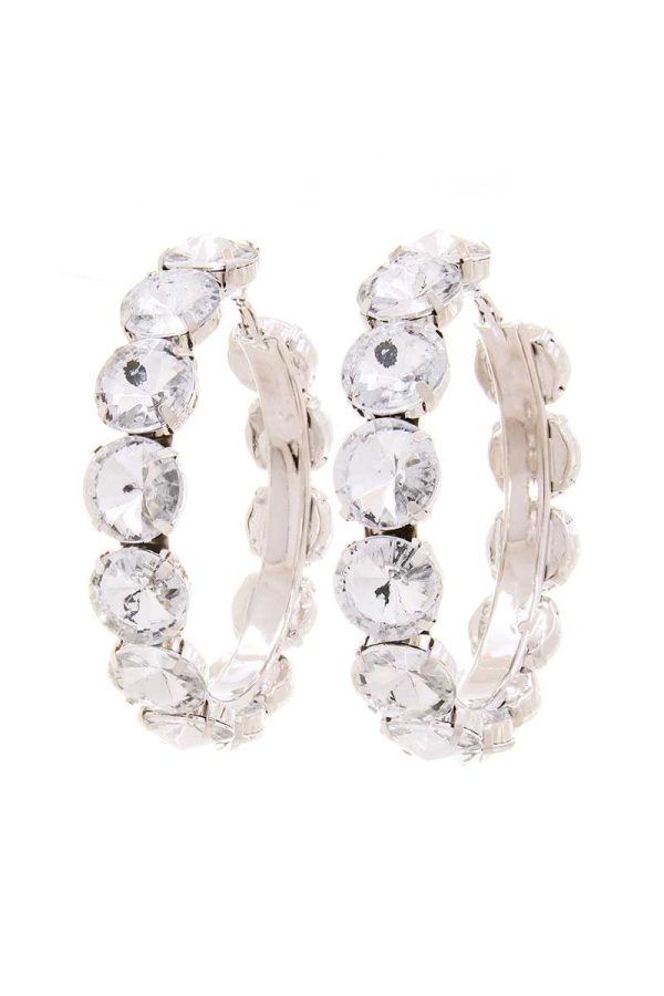 Rhinestone 3.25 Inch Classic Hoop Earring Discount