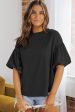 Puff Sleeve Curved Hem Blouse For Cheap