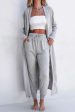 Open Front Long Sleeve Cardigan and Pants Lounge Set For Sale