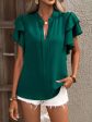 Ruffled Notched Short Sleeve Blouse Sale