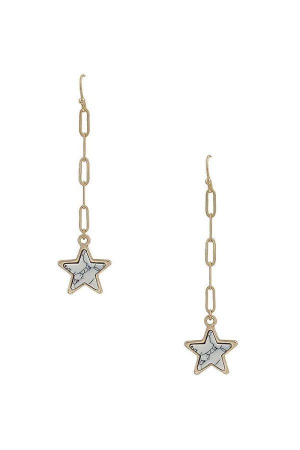 Chain Link Marble Star Earring For Sale