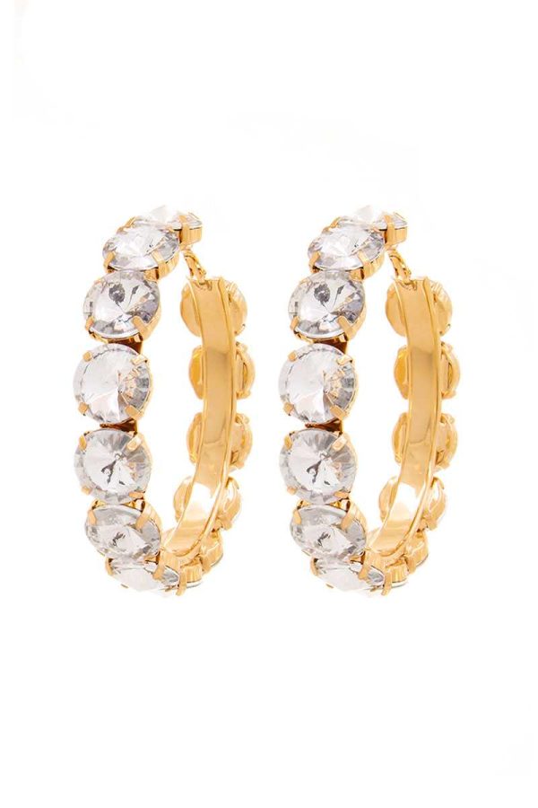 Rhinestone 3.25 Inch Classic Hoop Earring Discount