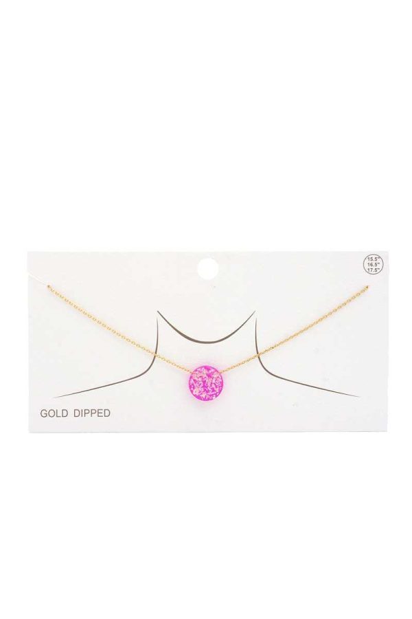 Iridescent Circle Gold Dipped Necklace Online Sale