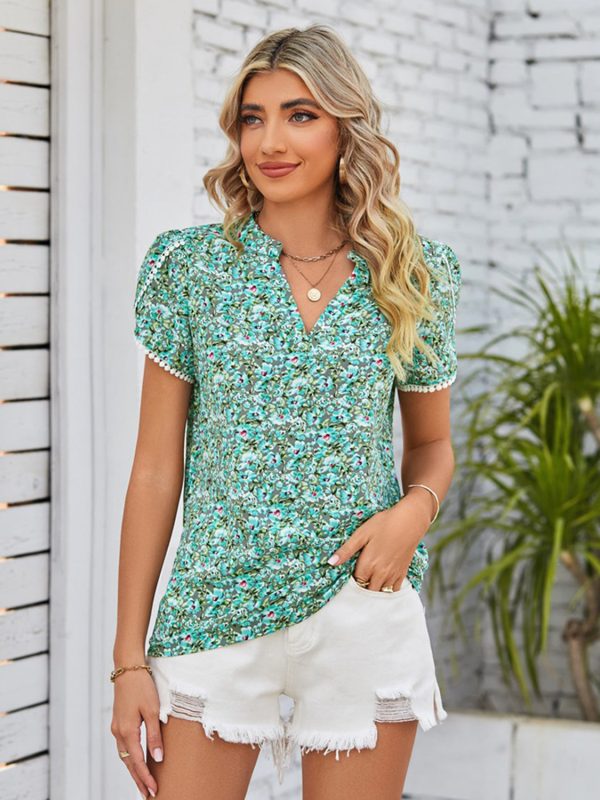 Mandy Floral Notched Neck Blouse Sale