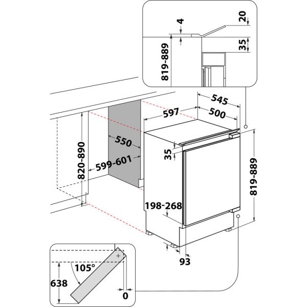 Hotpoint HBUL011 60cm Integrated Undercounter Larder Fridge - Fixed Door Fixing Kit - White - E Rated Fashion