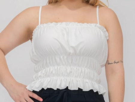 Plus Size Tiered Shirred Body Crop Top Sale