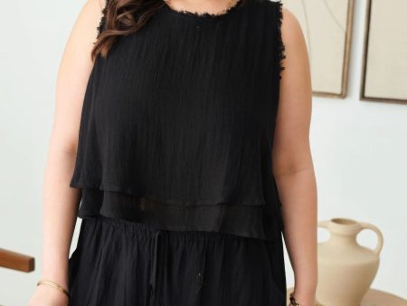 Plus Size Boho Sleeveless Frayed Hem Top Online now