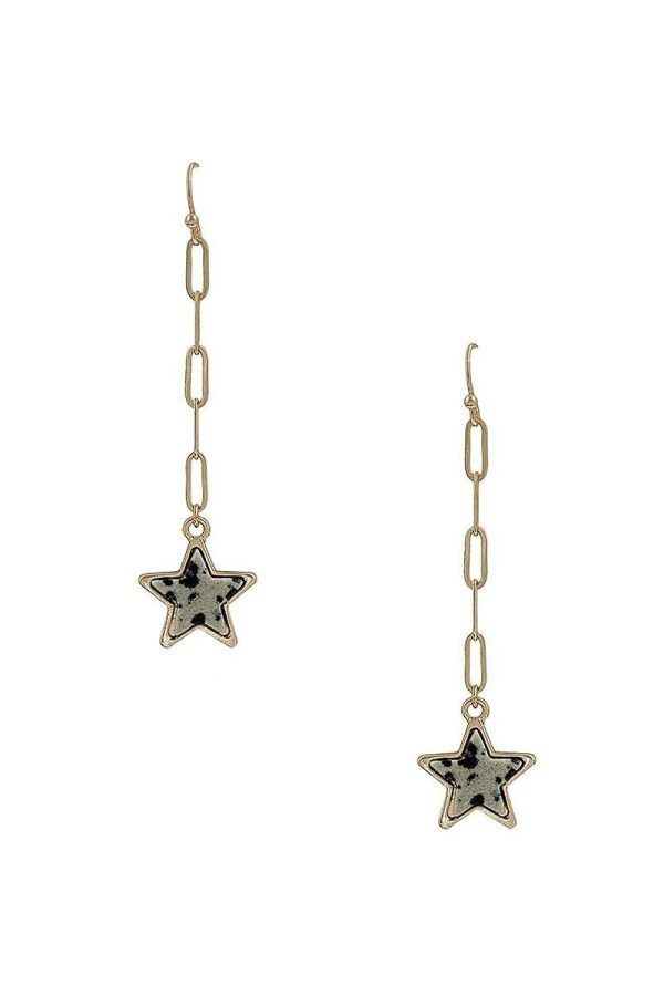 Chain Link Marble Star Earring For Sale