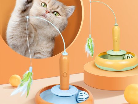 2 In 1 Pet Cat Toy With Feather For Self-play Cat Turntable Pets Supplies Cat Toy Toys Cats Items Products Online now