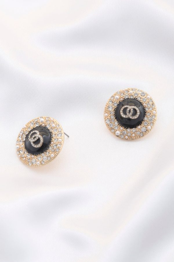 Double Circle Round Metal Earring Online now