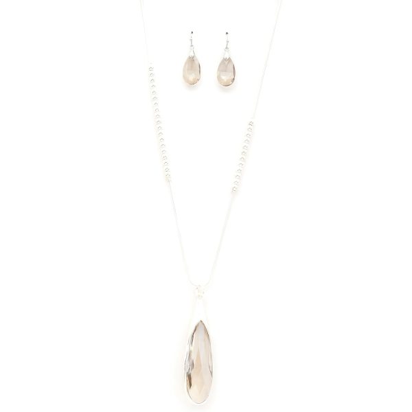 Long Teardrop Pendant Beaded Necklace Online now