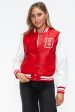 Love Me Now PU Leather Contrast Snap Down Bomber Jacket Hot on Sale