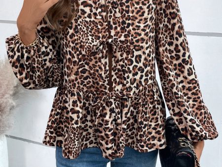 Ivy Lane Peplum Tied Long Sleeve Blouse Fashion