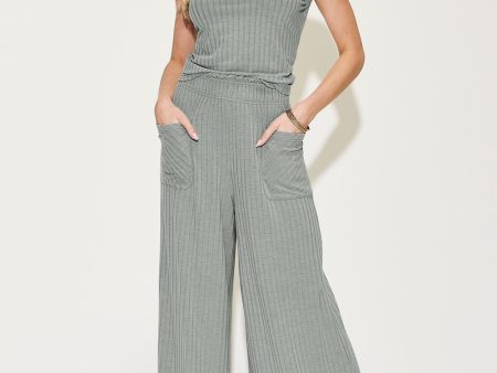 Basic Bae Full Size Ribbed Tank and Wide Leg Pants Set Online now