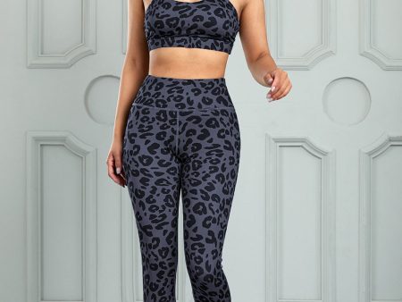 Leopard Cutout Sports Bra and Leggings Set Online now