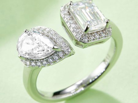 1 Carat Moissanite 925 Sterling Silver Open Ring Hot on Sale