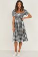 Full Size Slit Plaid Short Sleeve Midi Dress For Sale